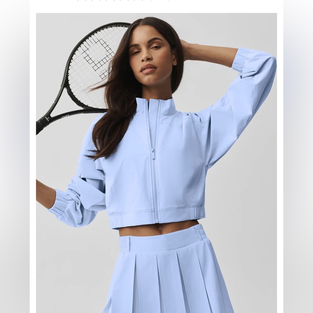 ALO Yoga Cropped Bomber Jacket in Light Lavender